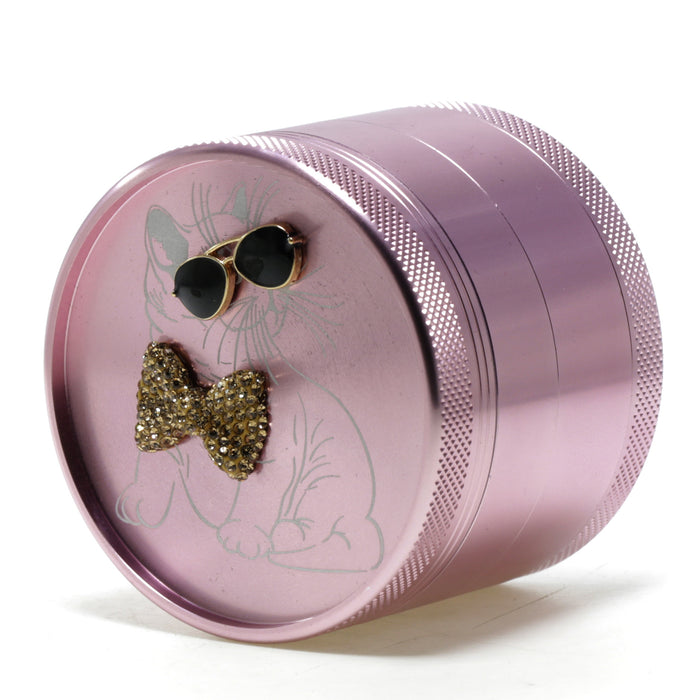 63MM Sunglasses Diamond Cat Creative Design 4-Layer Aluminum Alloy Concave Smoke Grinder-Purple