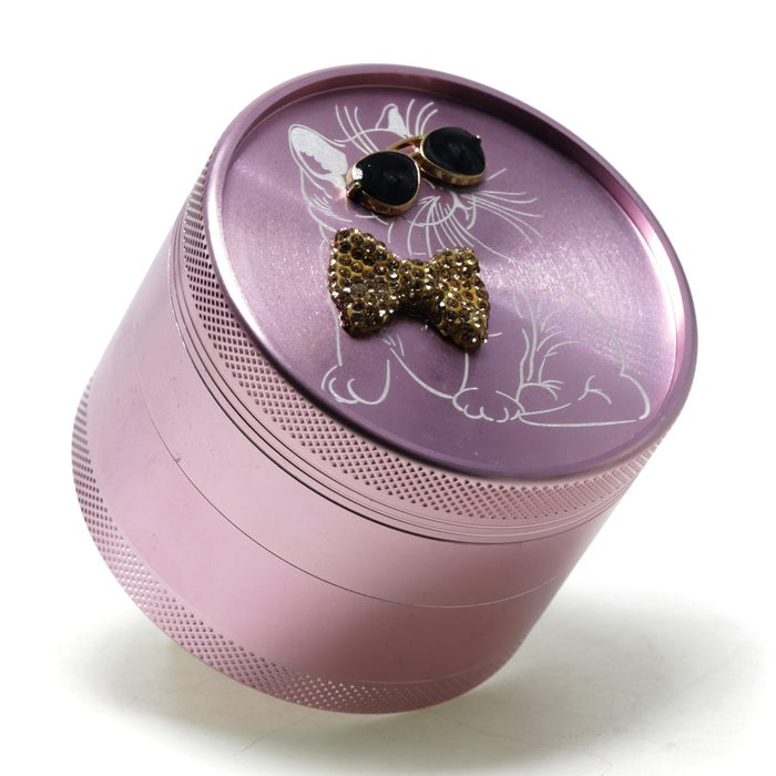 63MM Sunglasses Diamond Cat Creative Design 4-Layer Aluminum Alloy Concave Smoke Grinder-Purple