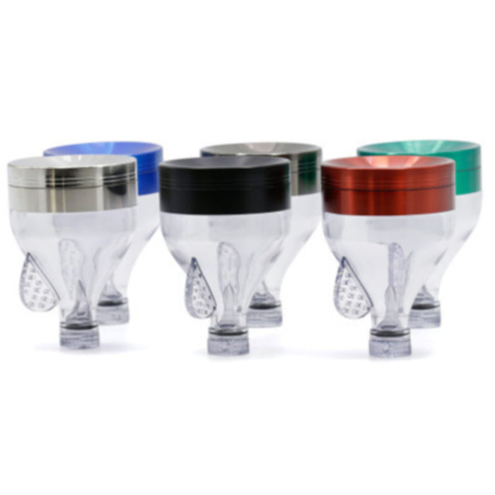 63MM Three-Layer Zinc Alloy Concave Funnel Smoke Grinder Mix Color