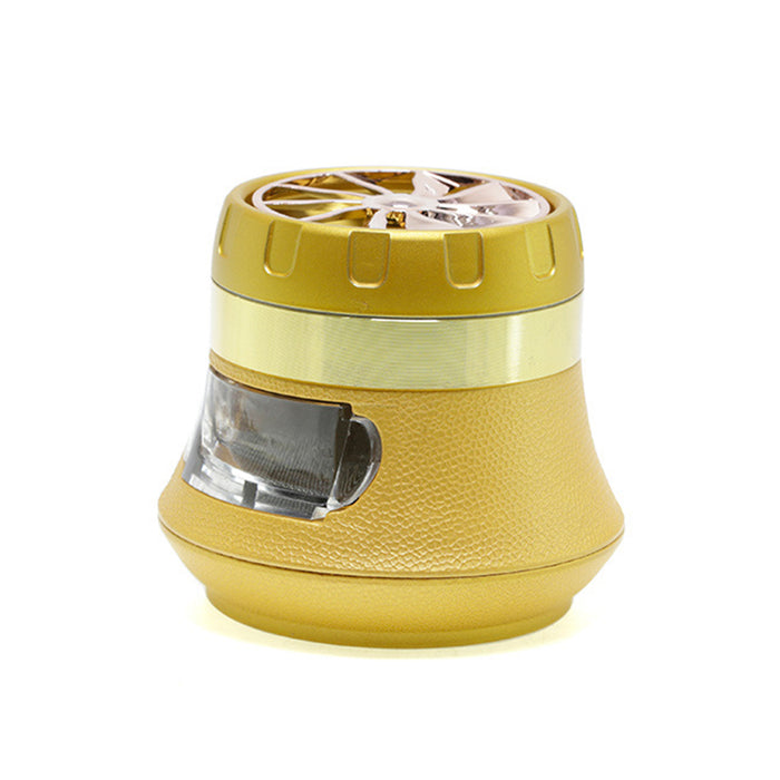 63MM Inch Vase With Drawer Shape Turbo Maple Chamfered Metal 4 Layer Smoke Grinder-Gold