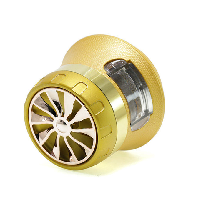 63MM Inch Vase With Drawer Shape Turbo Maple Chamfered Metal 4 Layer Smoke Grinder-Gold