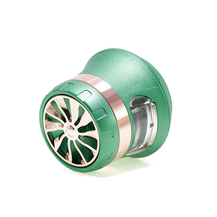 63MM Inch Vase With Drawer Shape Turbo Maple Chamfered Metal 4 Layer Smoke Grinder-Green