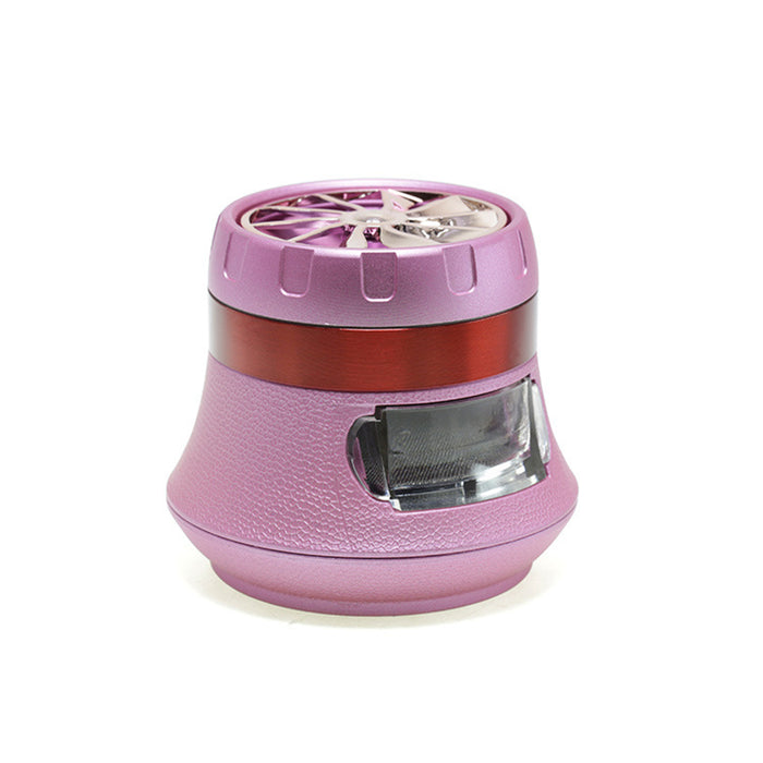 63MM Inch Vase With Drawer Shape Turbo Maple Chamfered Metal 4 Layer Smoke Grinder-Pink