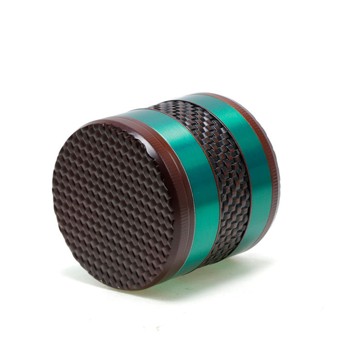 63MM Wood Grain Woven Grid 5 Layers Zinc Alloy Color Matching Herb Grinder-Green