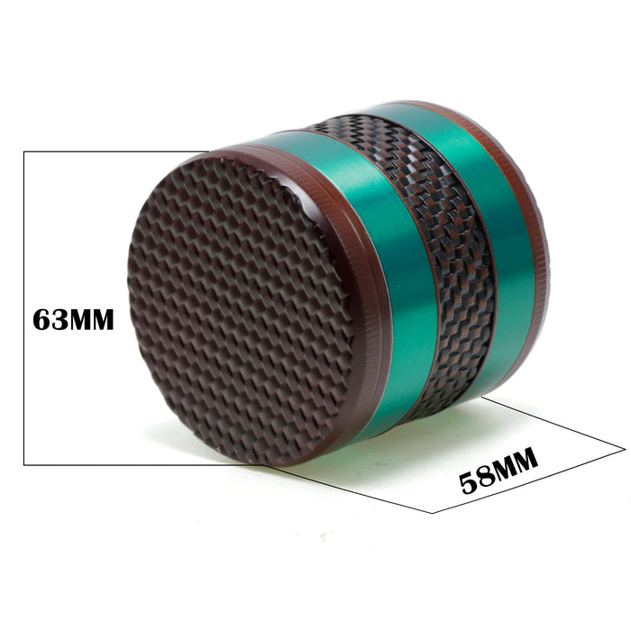63MM Wood Grain Woven Grid 5 Layers Zinc Alloy Color Matching Herb Grinder-Green