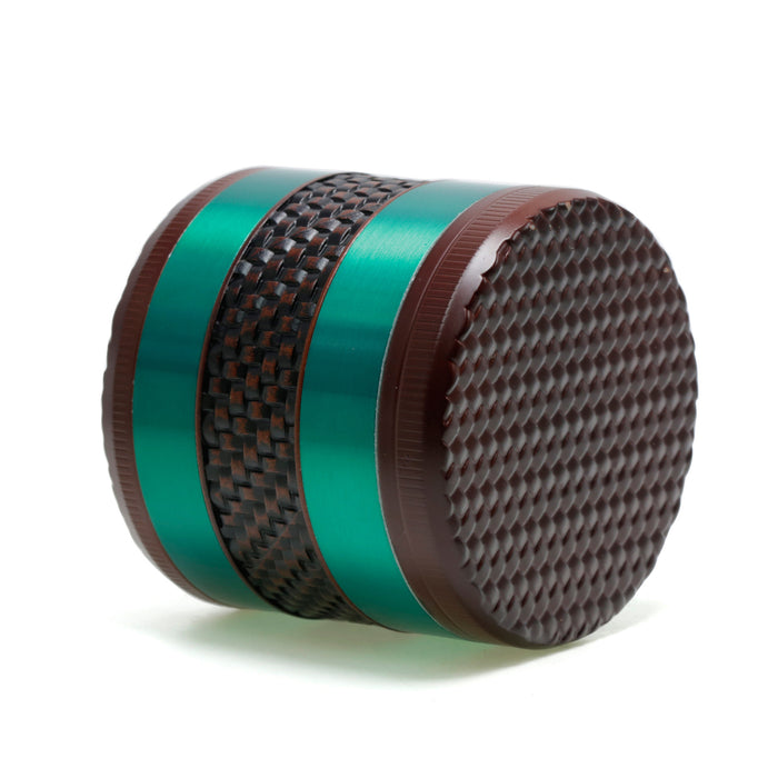 63MM Wood Grain Woven Grid 5 Layers Zinc Alloy Color Matching Herb Grinder-Green