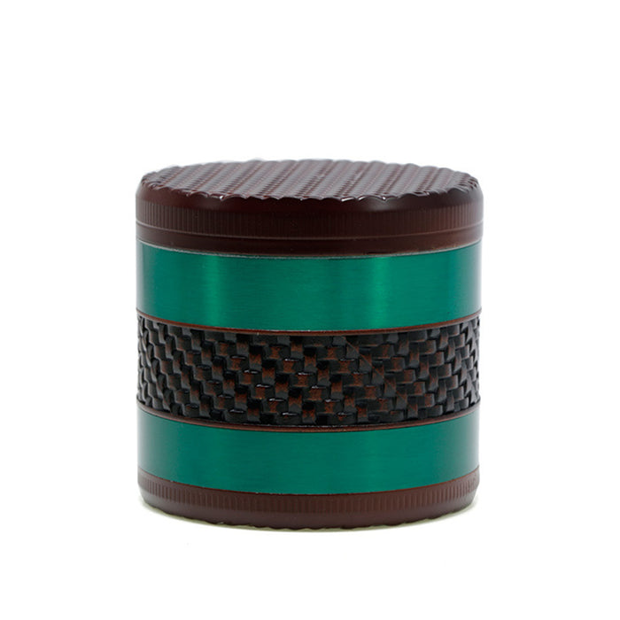 63MM Wood Grain Woven Grid 5 Layers Zinc Alloy Color Matching Herb Grinder-Green