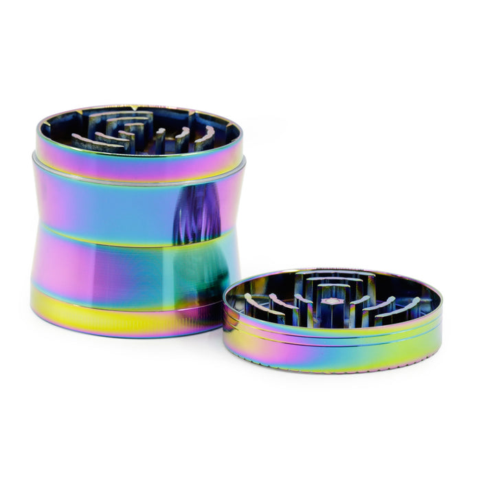 63MM Zinc Alloy 4 Layer Signal Tooth Three-Leaf Thin Waist Colorful Herb Grinder