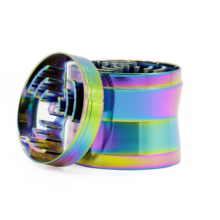 63MM Zinc Alloy 4 Layer Signal Tooth Three-Leaf Thin Waist Colorful Herb Grinder