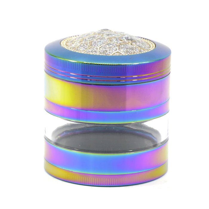63MM Zinc Alloy 4 Part Transparent Window Turtle Shell Rainbow Color  Grinder