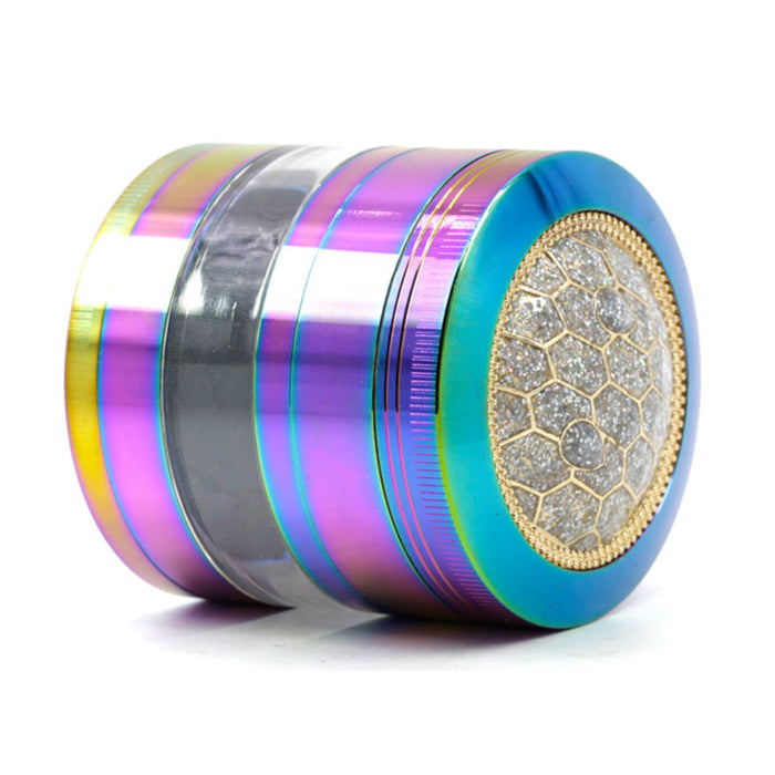63MM Zinc Alloy 4 Part Transparent Window Turtle Shell Rainbow Color  Grinder