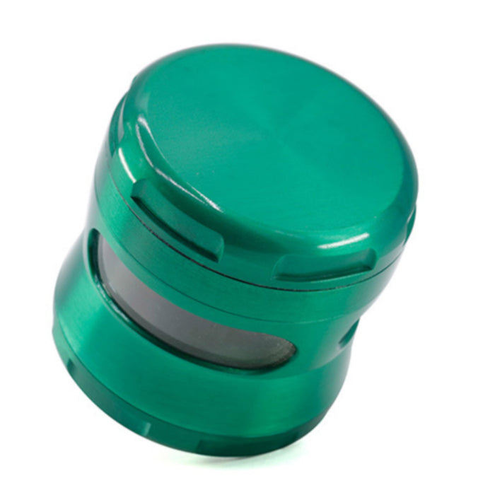63MM Zinc Alloy 4 Piece New Arc Chamfering Waist Opening Window Herb Grinder-Green