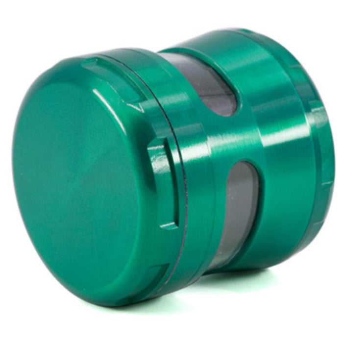 63MM Zinc Alloy 4 Piece New Arc Chamfering Waist Opening Window Herb Grinder-Green