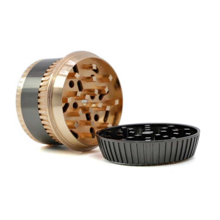 63MM Zinc Alloy 4 Part Vertical Stripe Lace Skirt Herb Grinder-Gunblack-Rosegold