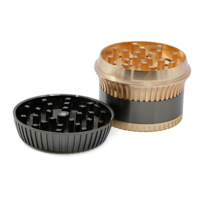 63MM Zinc Alloy 4 Part Vertical Stripe Lace Skirt Herb Grinder-Gunblack-Rosegold