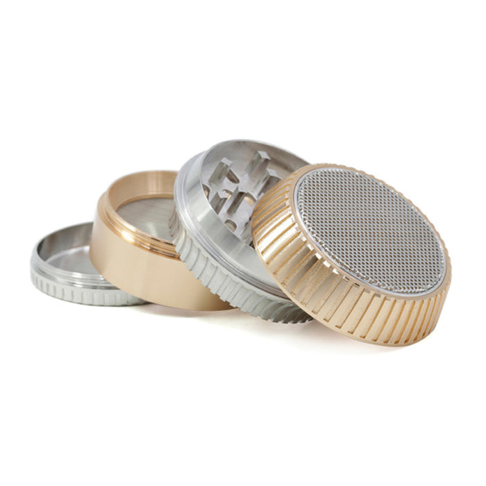 63MM Zinc Alloy 4 Part Vertical Stripe Lace Skirt Herb Grinder-Rosegold-Silver