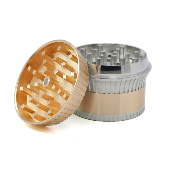 63MM Zinc Alloy 4 Part Vertical Stripe Lace Skirt Herb Grinder-Rosegold-Silver