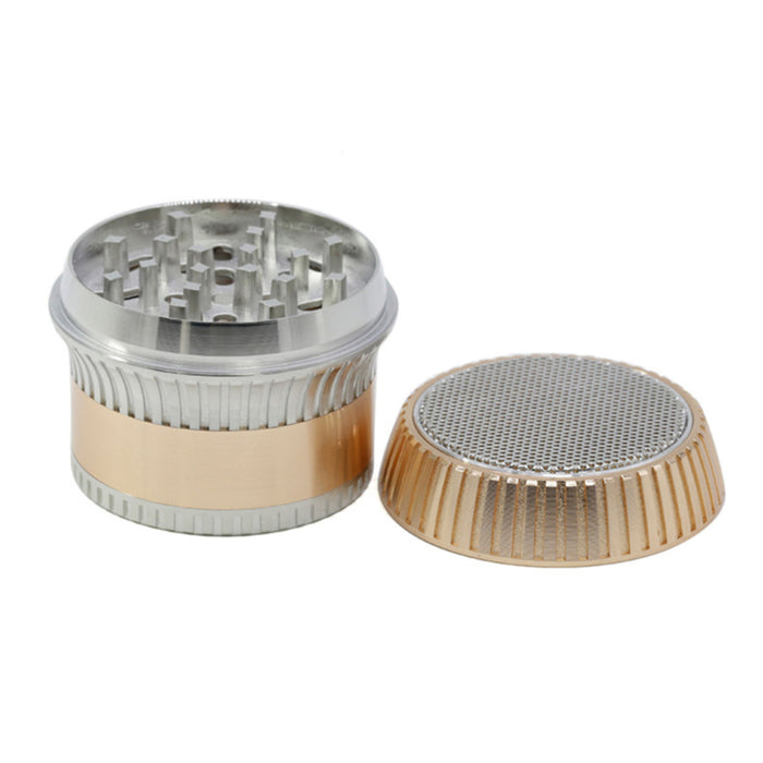 63MM Zinc Alloy 4 Part Vertical Stripe Lace Skirt Herb Grinder-Rosegold-Silver
