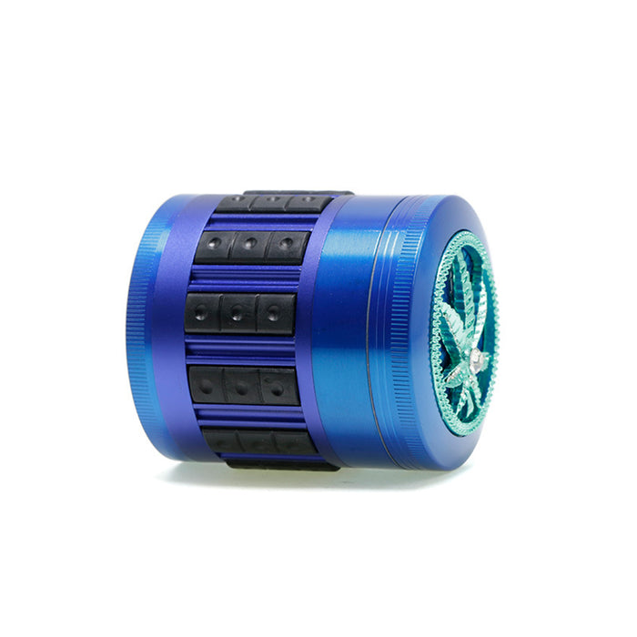 63MM Zinc Alloy 5-Layer Diamond-Encrusted Side Plastic Particle Smoke Grinder-Blue