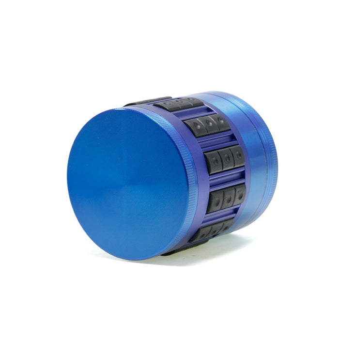 63MM Zinc Alloy 5-Layer Diamond-Encrusted Side Plastic Particle Smoke Grinder-Blue
