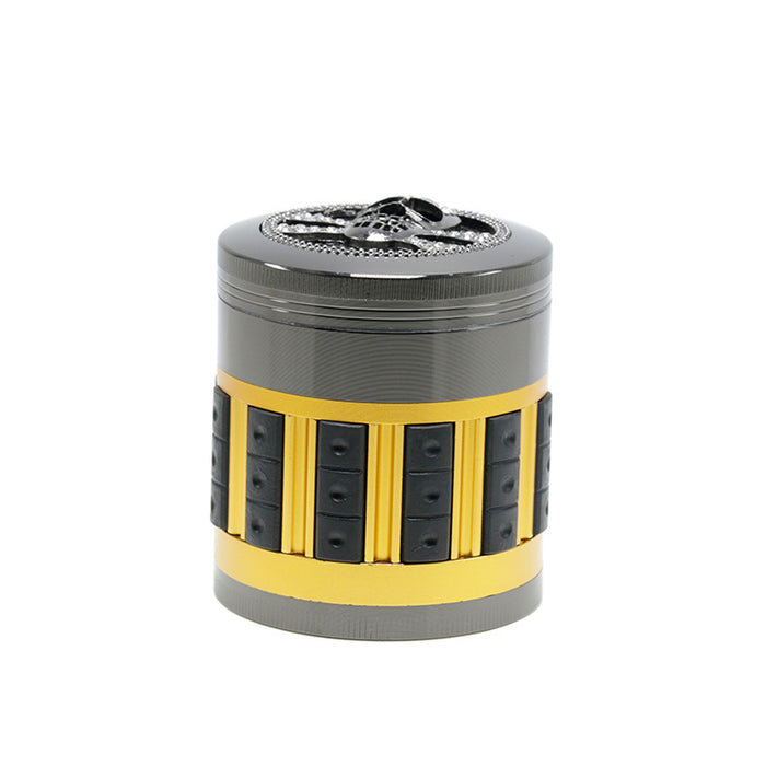 63MM Zinc Alloy 5-Layer Diamond-Encrusted Side Plastic Particle Smoke Grinder-Gun Black