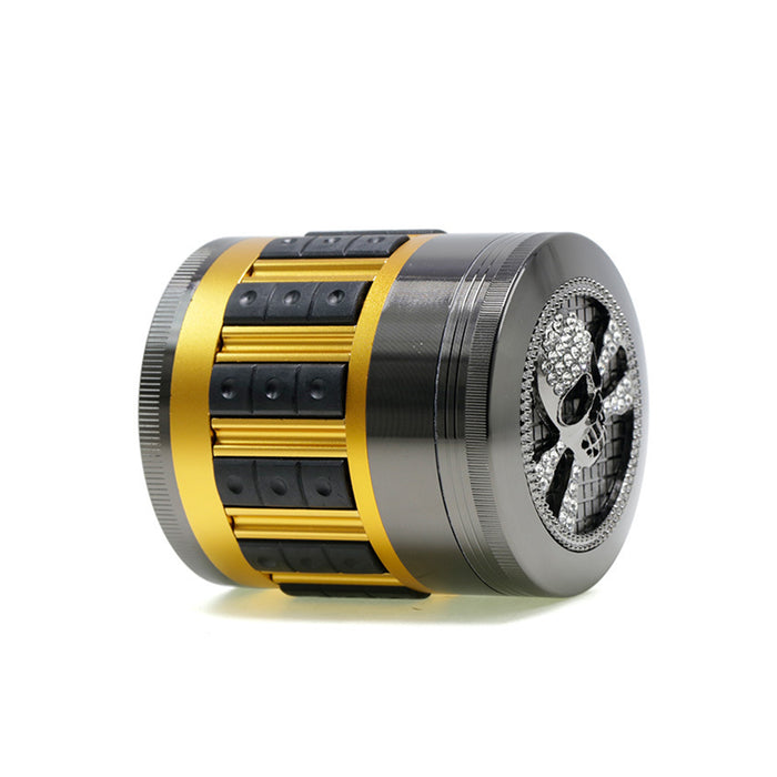 63MM Zinc Alloy 5-Layer Diamond-Encrusted Side Plastic Particle Smoke Grinder-Gun Black