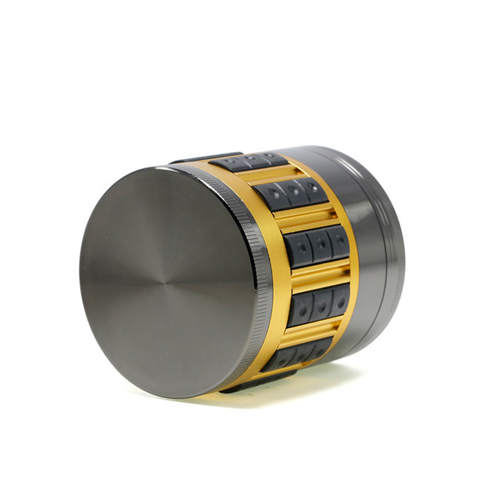 63MM Zinc Alloy 5-Layer Diamond-Encrusted Side Plastic Particle Smoke Grinder-Gun Black