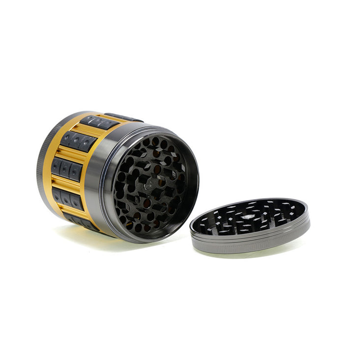 63MM Zinc Alloy 5-Layer Diamond-Encrusted Side Plastic Particle Smoke Grinder-Gun Black