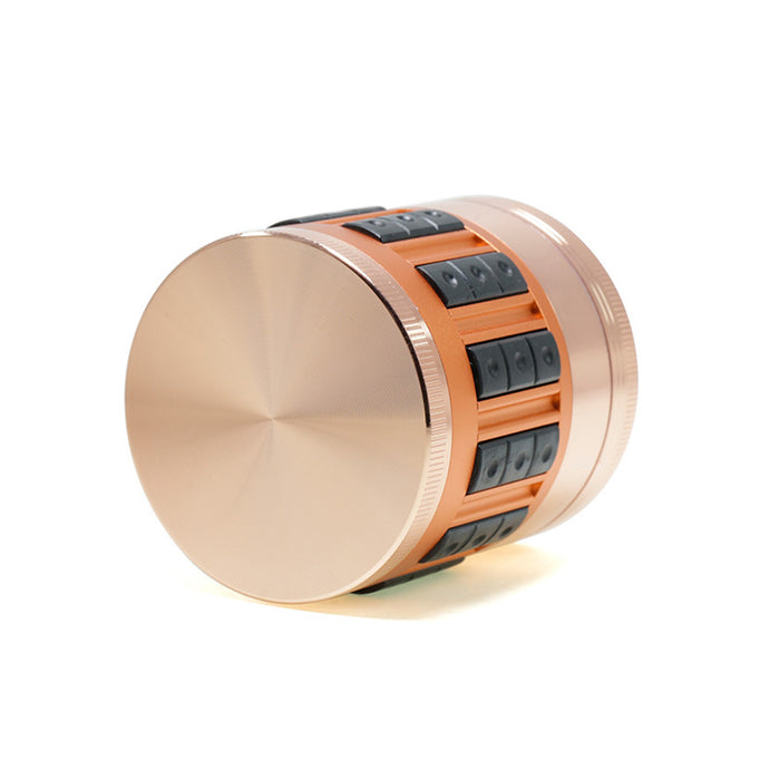 63MM Zinc Alloy 5-Layer Diamond-Encrusted Side Plastic Particle Smoke Grinder-Rose Gold