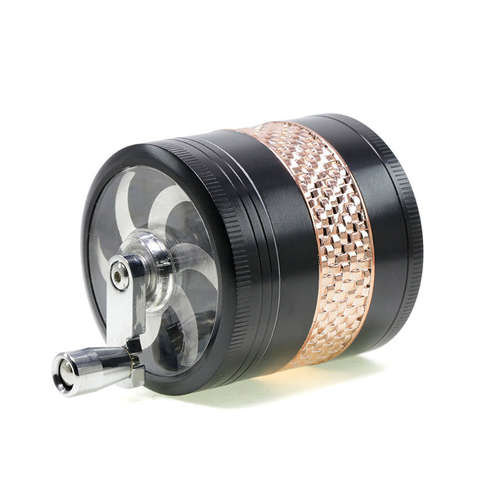 63MM Zinc Alloy 5 Layers Side Braided Rocker Smoke Grinder-Black