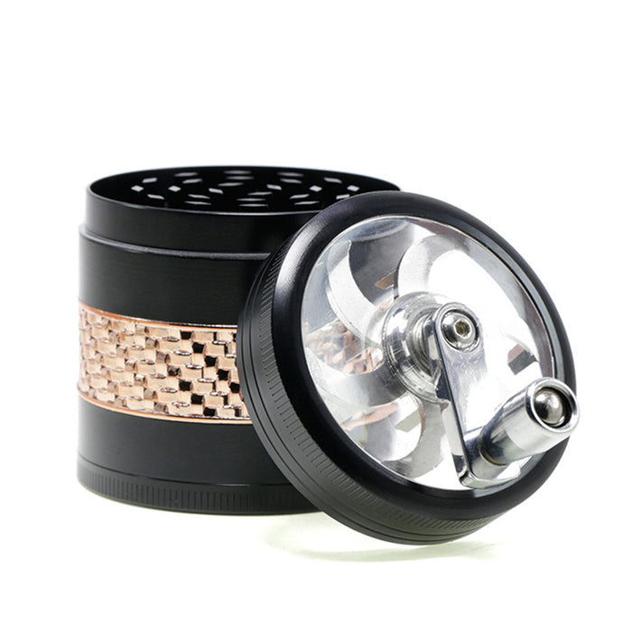 63MM Zinc Alloy 5 Layers Side Braided Rocker Smoke Grinder-Black