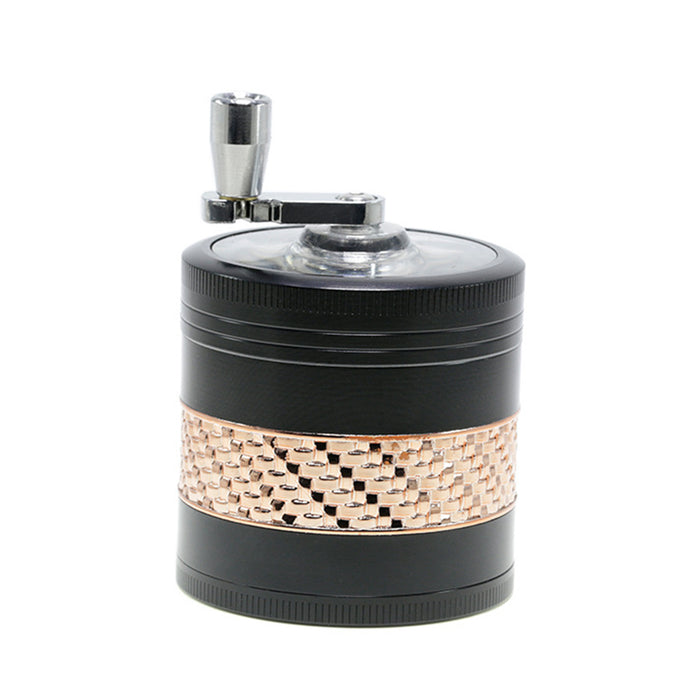 63MM Zinc Alloy 5 Layers Side Braided Rocker Smoke Grinder-Black
