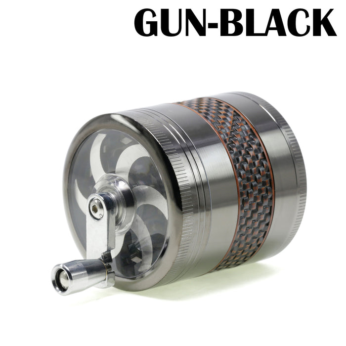 63MM Zinc Alloy 5 Layers Side Braided Rocker Smoke Grinder-Gun Black