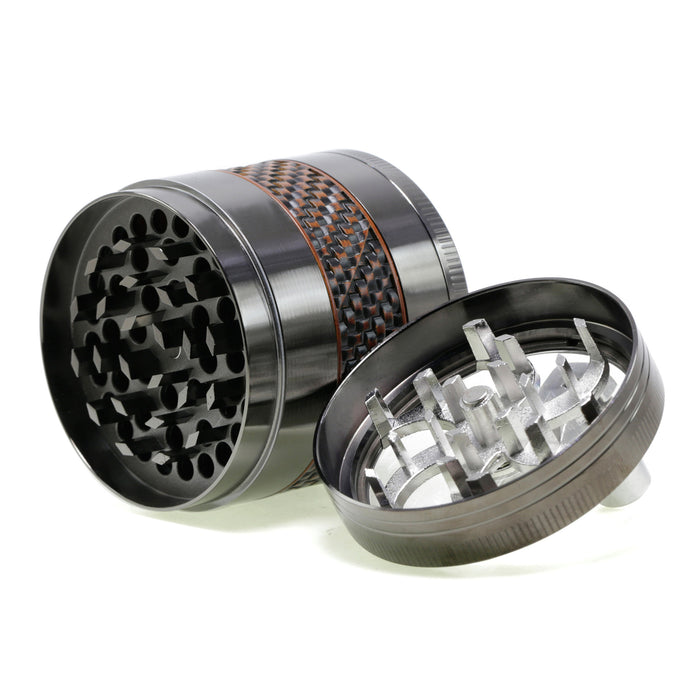 63MM Zinc Alloy 5 Layers Side Braided Rocker Smoke Grinder-Gun Black