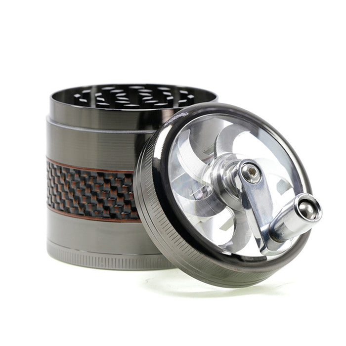 63MM Zinc Alloy 5 Layers Side Braided Rocker Smoke Grinder-Gun Black