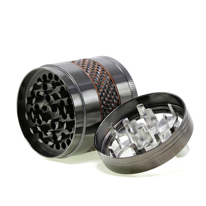 63MM Zinc Alloy 5 Layers Side Braided Rocker Smoke Grinder-Gun Black
