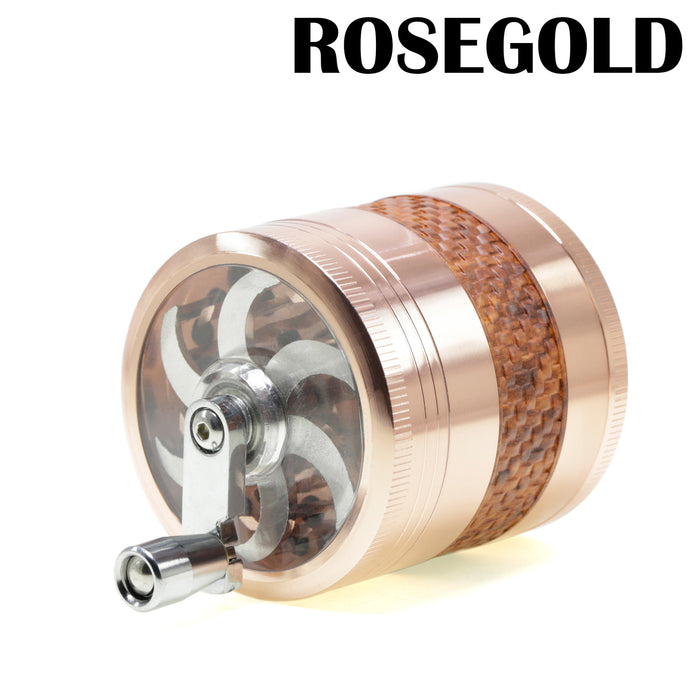 63MM Zinc Alloy 5 Layers Side Braided Rocker Smoke Grinder-Rose Gold