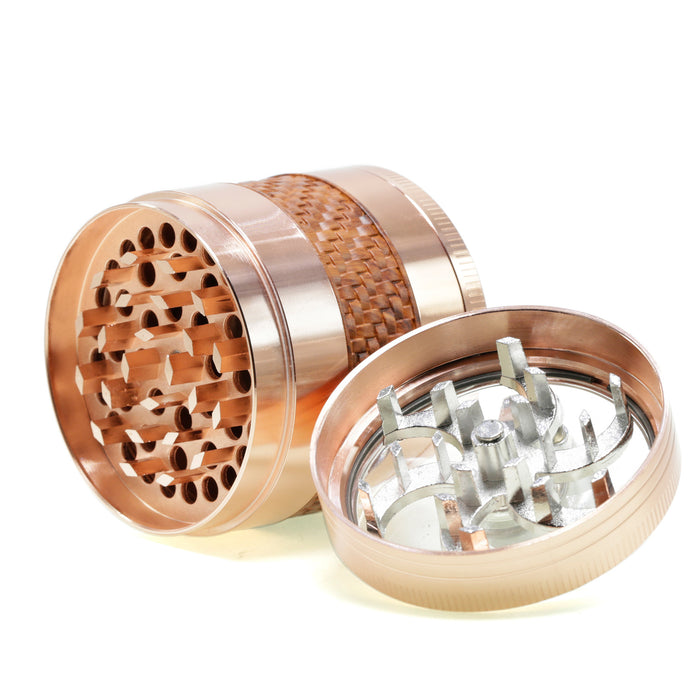 63MM Zinc Alloy 5 Layers Side Braided Rocker Smoke Grinder-Rose Gold