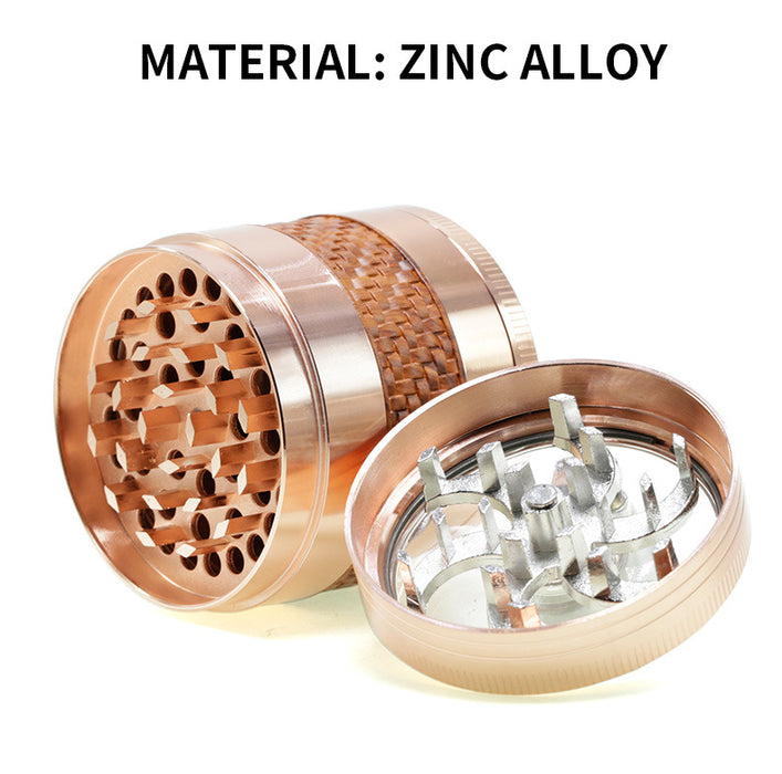 63MM Zinc Alloy 5 Layers Side Braided Rocker Smoke Grinder-Rose Gold