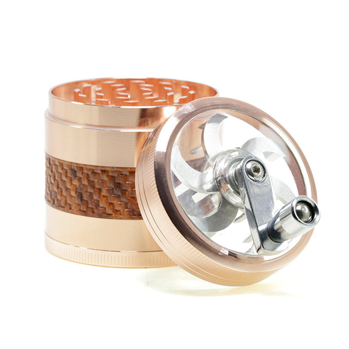 63MM Zinc Alloy 5 Layers Side Braided Rocker Smoke Grinder-Rose Gold