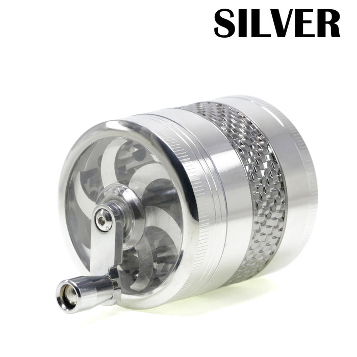 63MM Zinc Alloy 5 Layers Side Braided Rocker Smoke Grinder-Silver
