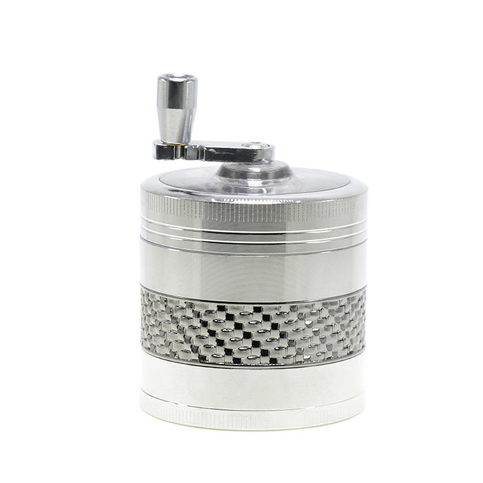 63MM Zinc Alloy 5 Layers Side Braided Rocker Smoke Grinder-Silver
