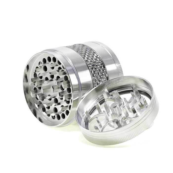63MM Zinc Alloy 5 Layers Side Braided Rocker Smoke Grinder-Silver
