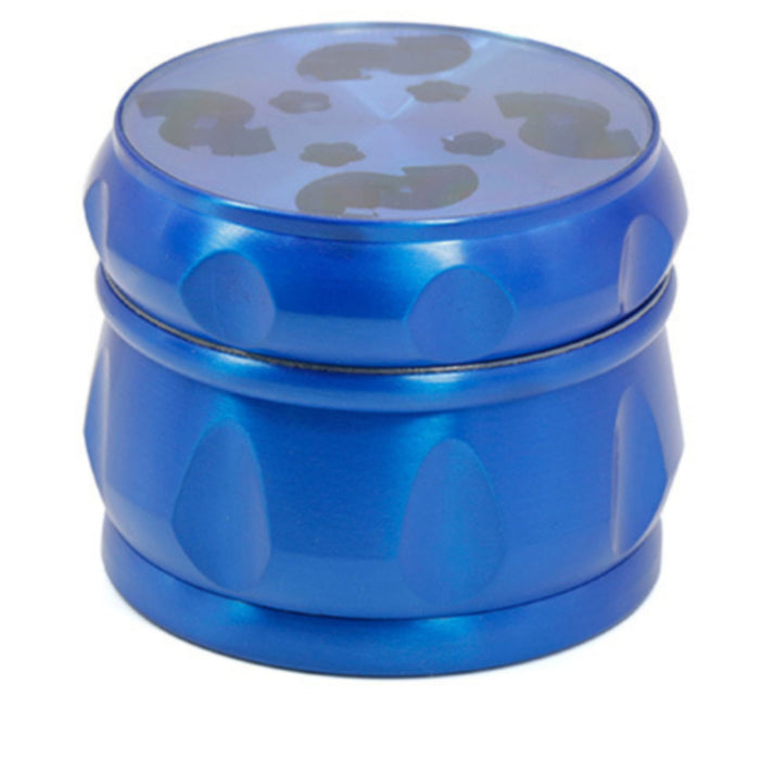 63MM Zinc Alloy Chamfered Side Concave Drum Type Translucent Flower Type Cover  Grinder-Blue