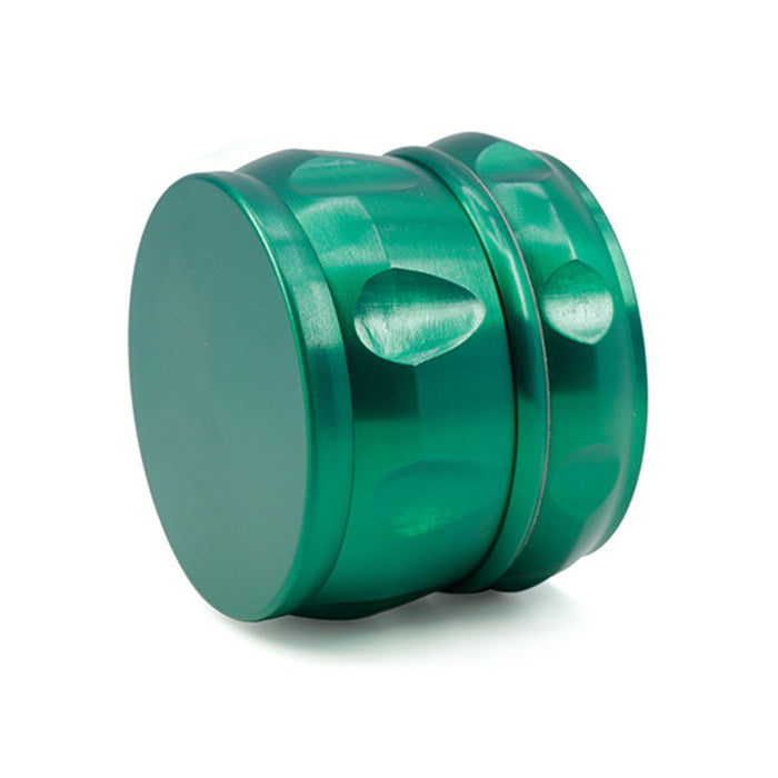 63MM Zinc Alloy Chamfered Side Concave Drum Type Translucent Flower Type Cover  Grinder-Green