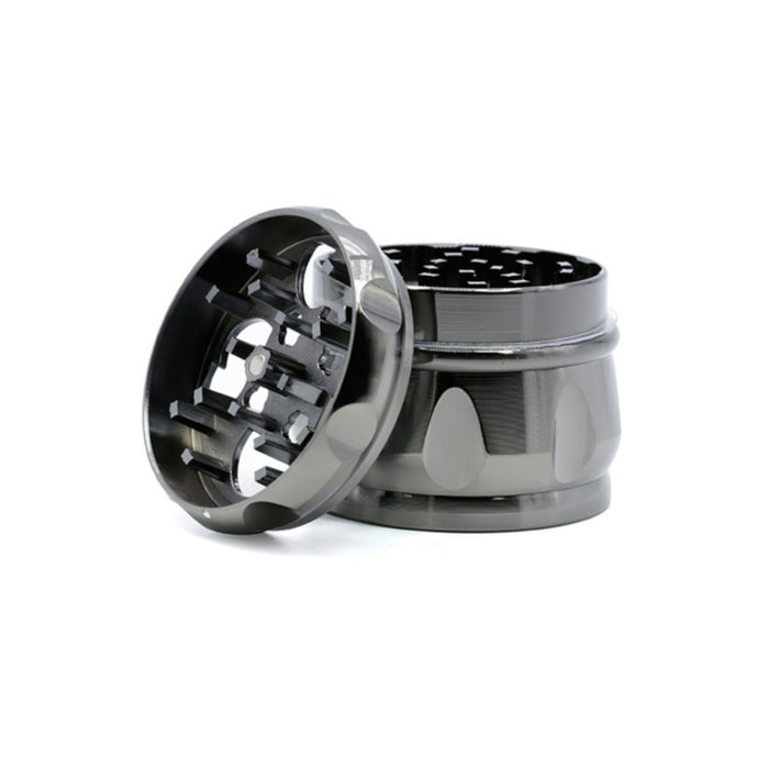 63MM Zinc Alloy Chamfered Side Concave Drum Type Translucent Flower Type Cover  Grinder-Gun-Black