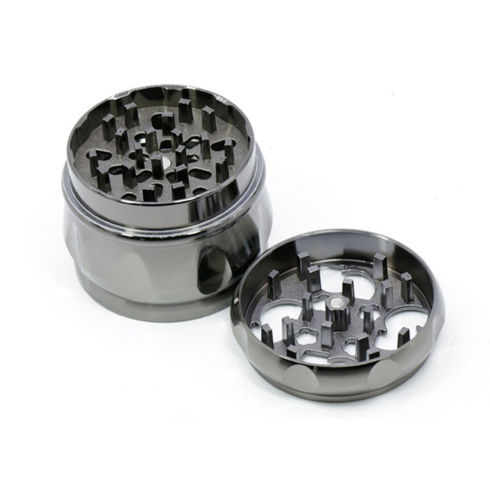 63MM Zinc Alloy Chamfered Side Concave Drum Type Translucent Flower Type Cover  Grinder-Gun-Black