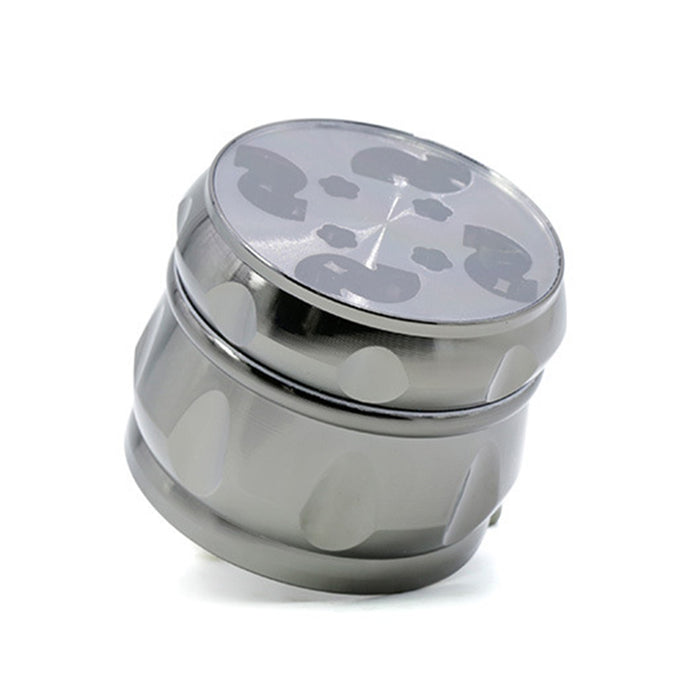 63MM Zinc Alloy Chamfered Side Concave Drum Type Translucent Flower Type Cover  Grinder-Gun-Black