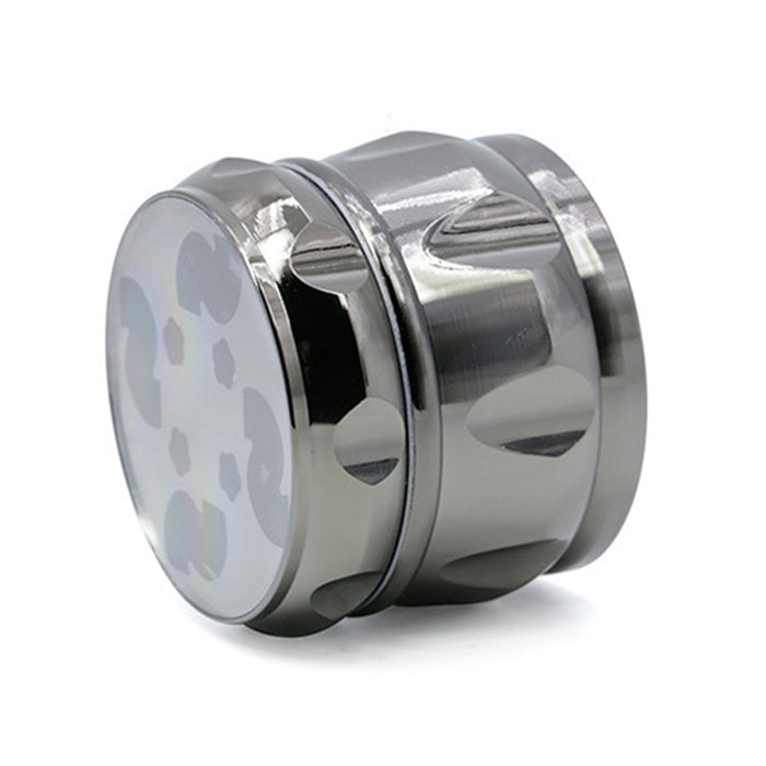 63MM Zinc Alloy Chamfered Side Concave Drum Type Translucent Flower Type Cover  Grinder-Gun-Black