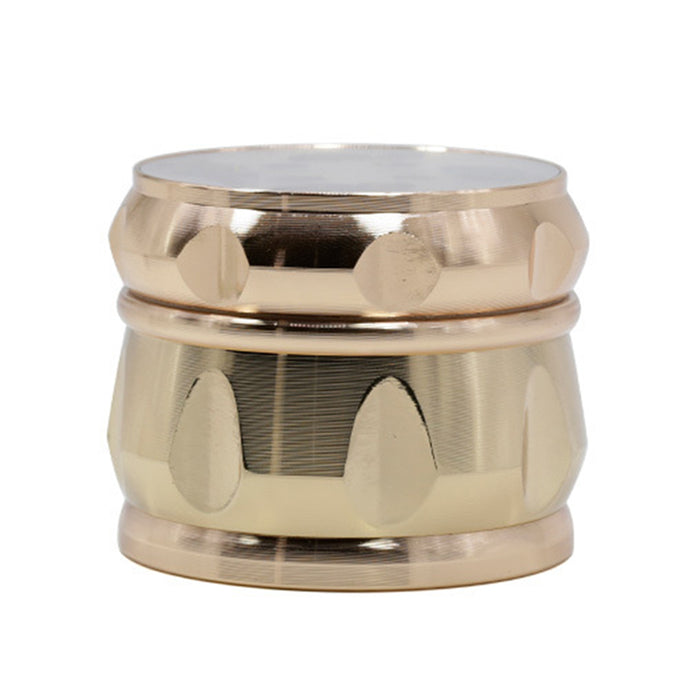 63MM Zinc Alloy Chamfered Side Concave Drum Type Translucent Flower Type Cover Weed Grinder-Rose-Gold